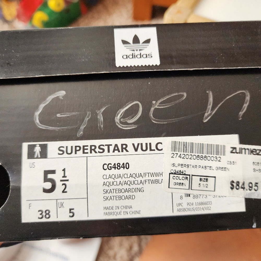 Adidas Skateboarding Shoes Superstar Volcano Pastel Green 38 5 1/2 - Picture 13 of 14